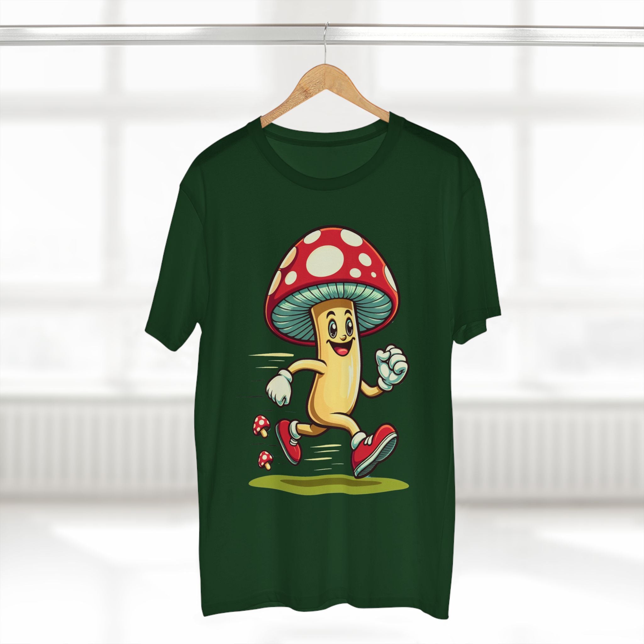 Happy Mushroom Running T-Shirt – Cute Retro Mushroom Character Tee
