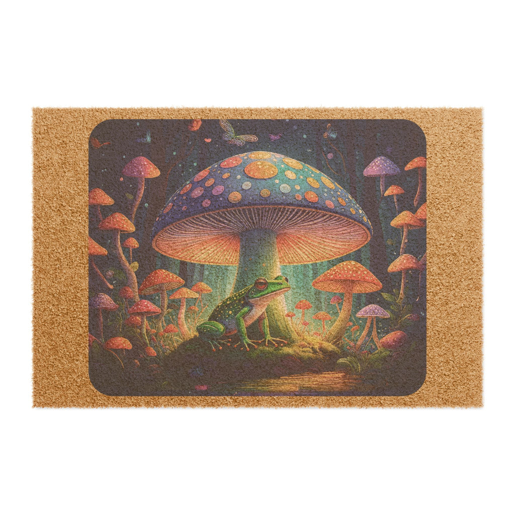Magical Mushroom Frog Doormat — Whimsical Forest Welcome Mat