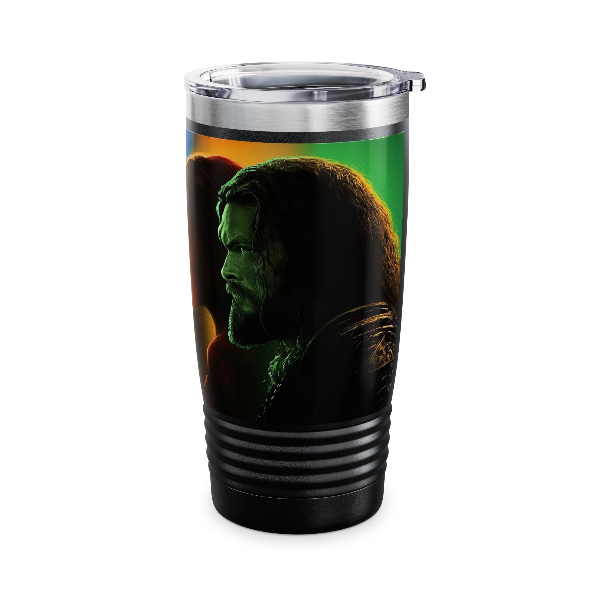 Superhero Profile 20oz Tumbler — Vertical Trio Character Silhouette Travel Mug