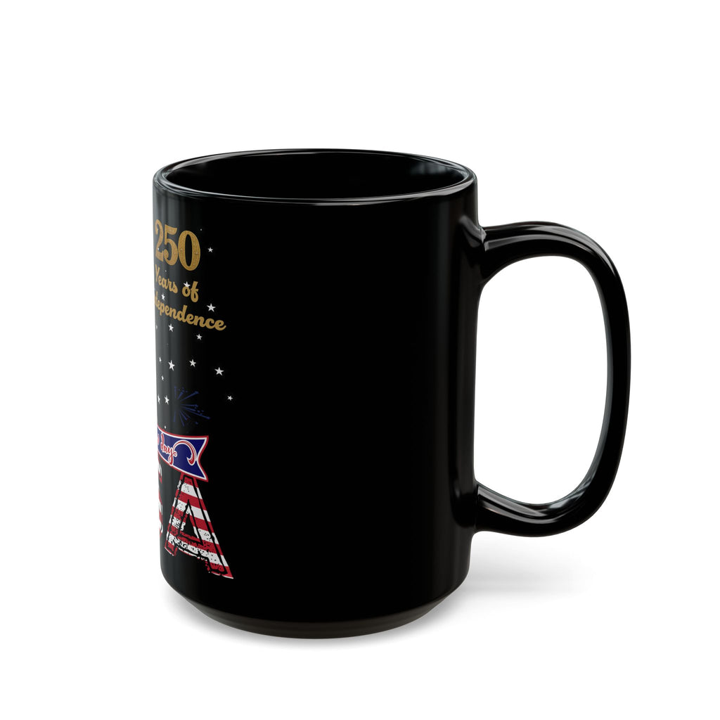 USA 250th Anniversary Black Mug — 250 Years of Independence Patriotic Coffee Cup