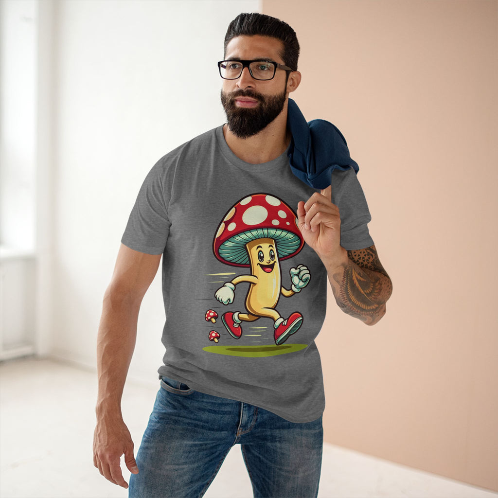 Happy Mushroom Running T-Shirt – Cute Retro Mushroom Character Tee