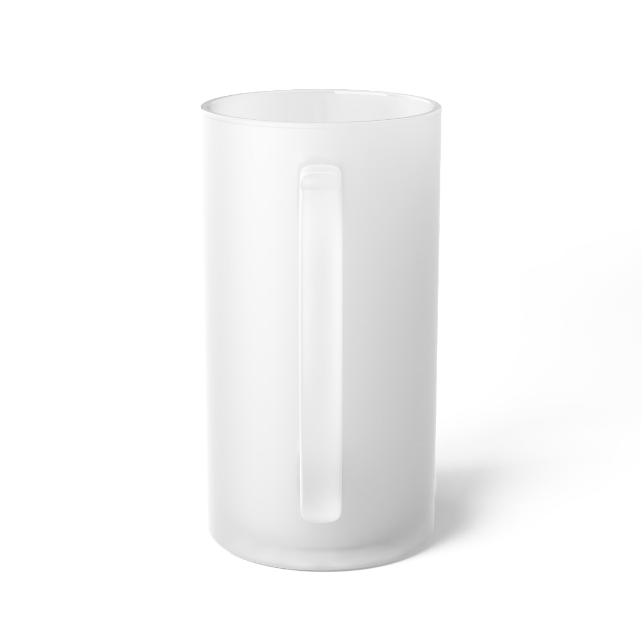 Frosted Glass Beer Mug — Retro Superhero Pin-Up Art