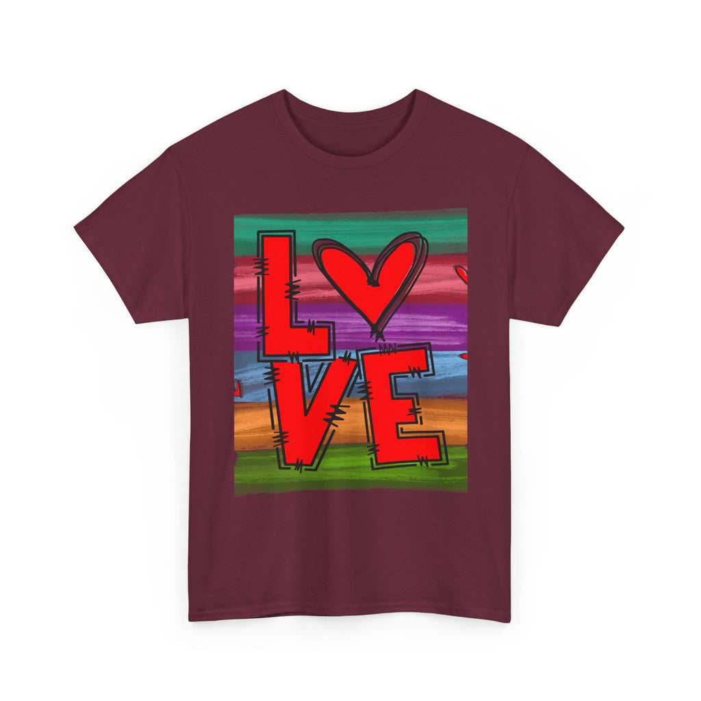 Love Heart Graphic Tee — Colorful Pop Art Valentine's T-Shirt