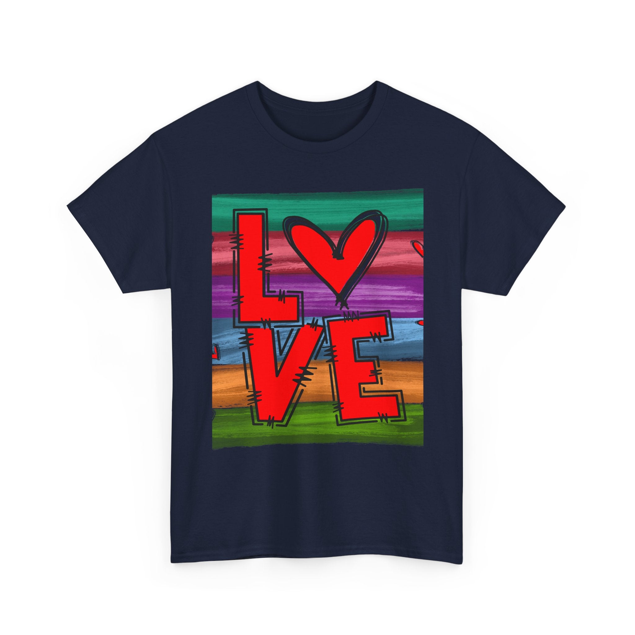 Love Heart Graphic Tee — Colorful Pop Art Valentine's T-Shirt