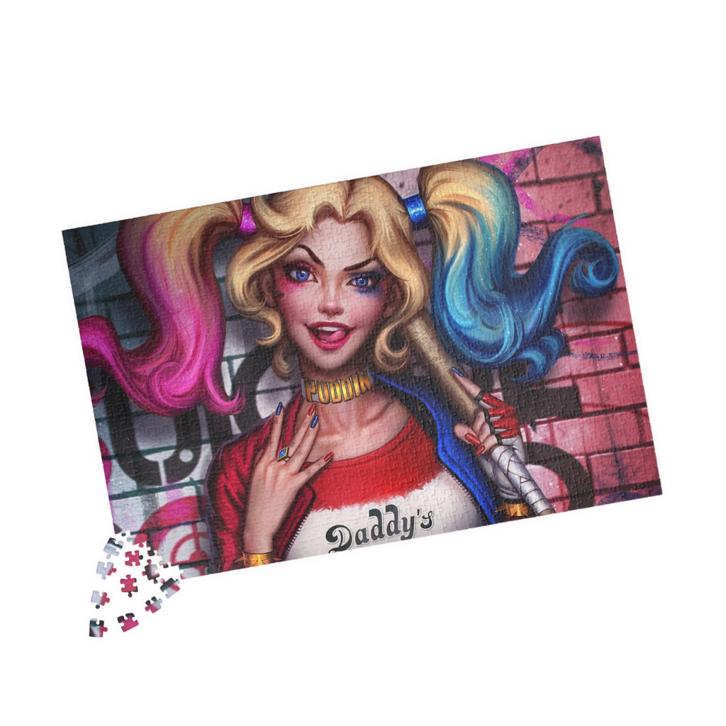 Harlequin Girl Pop Art Puzzle — 'Daddy's Lil Monster' Character Jigsaw