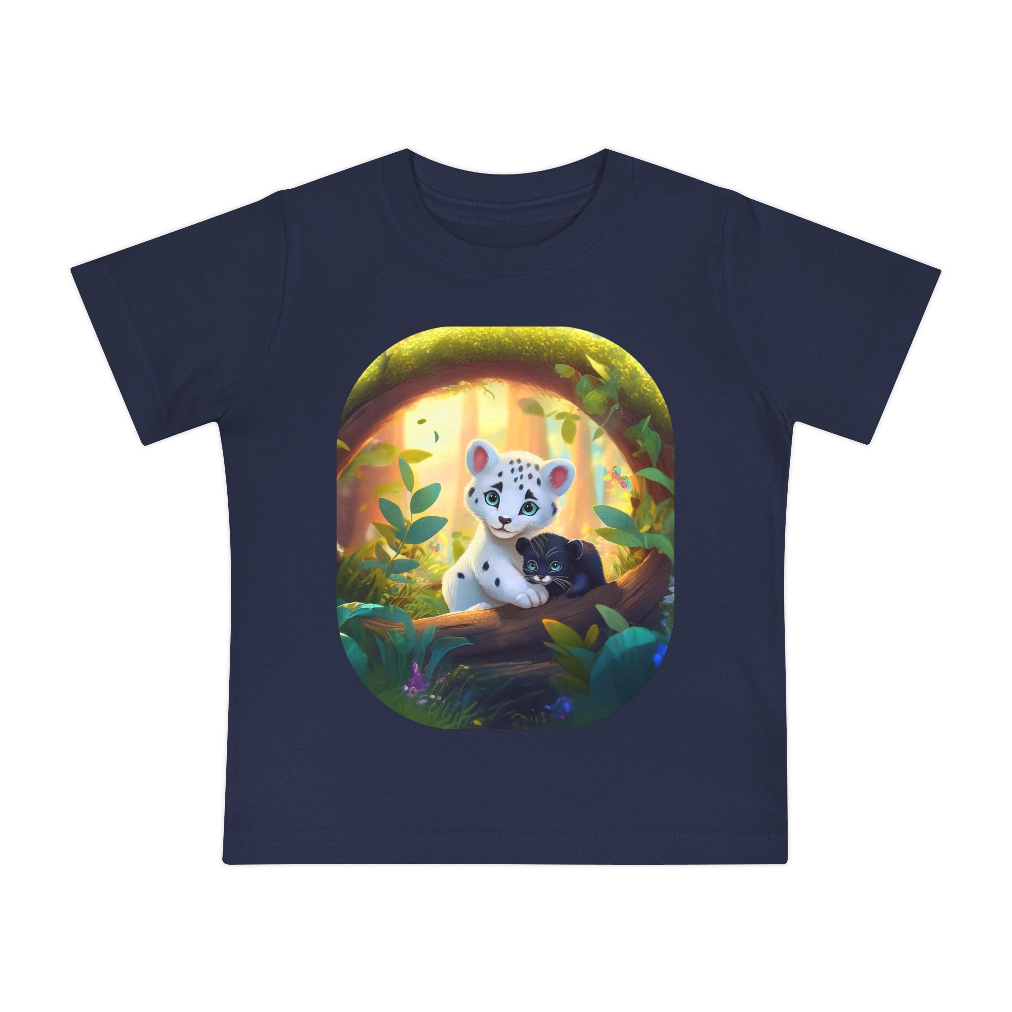 Baby T-Shirt — Forest Cub Illustration Cute Snow Leopard Print