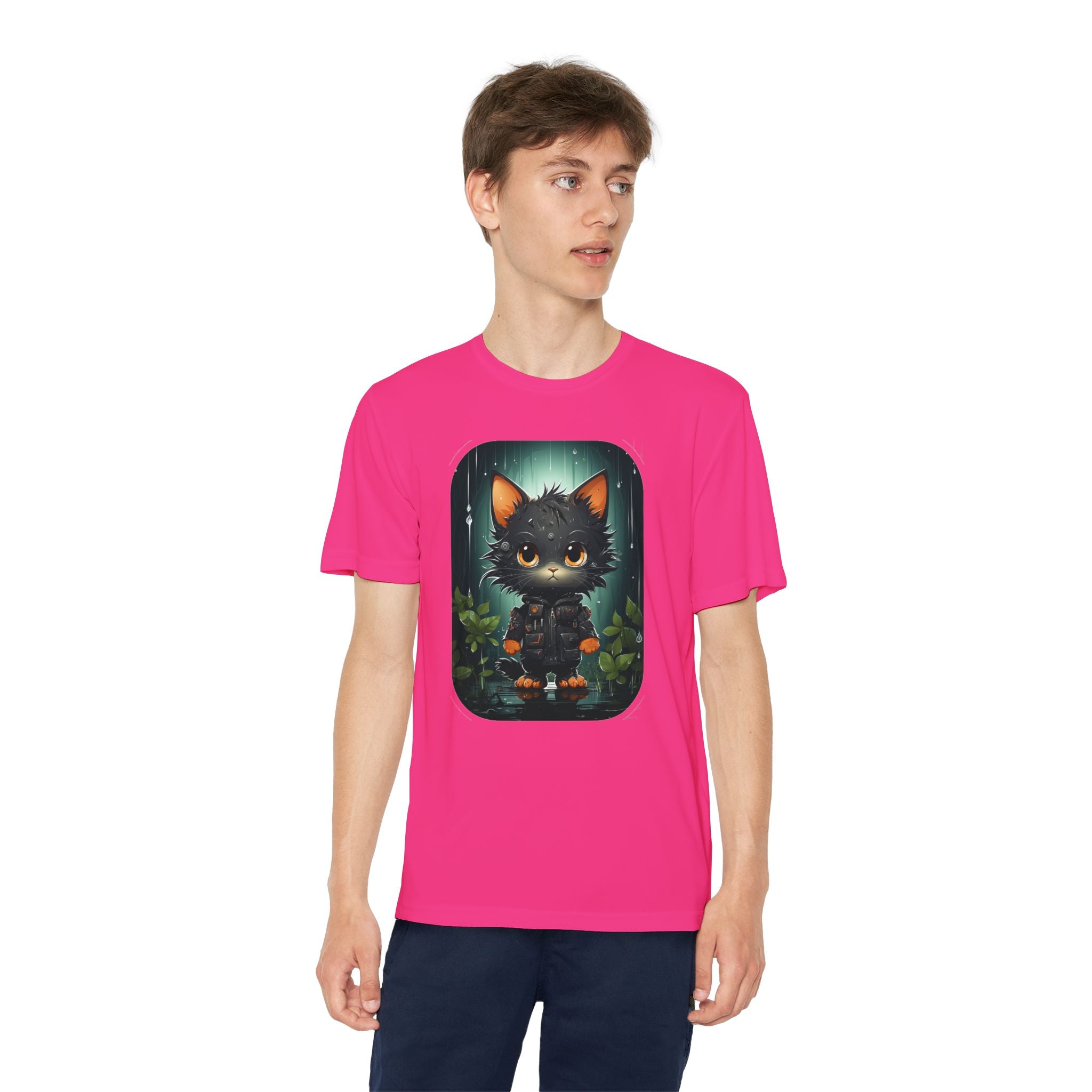 Youth Black Cat Competitor Tee — Cute Forest Kitten Graphic Shirt
