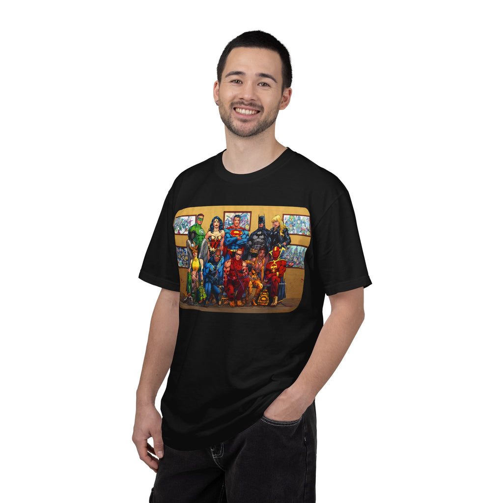 Superhero Team Photo T-Shirt — Vintage Comic Group Graphic Tee