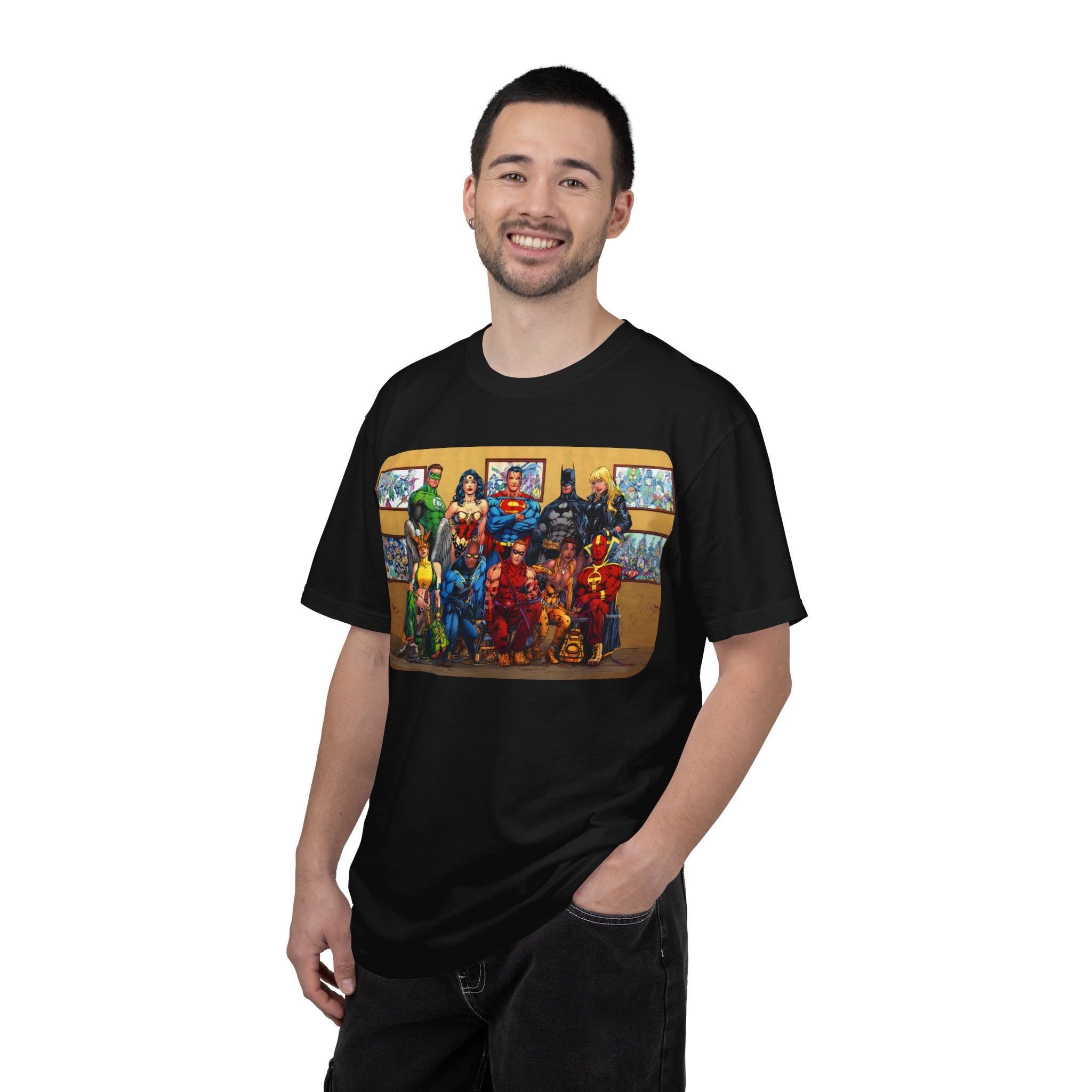 Superhero Team Photo T-Shirt — Vintage Comic Group Graphic Tee