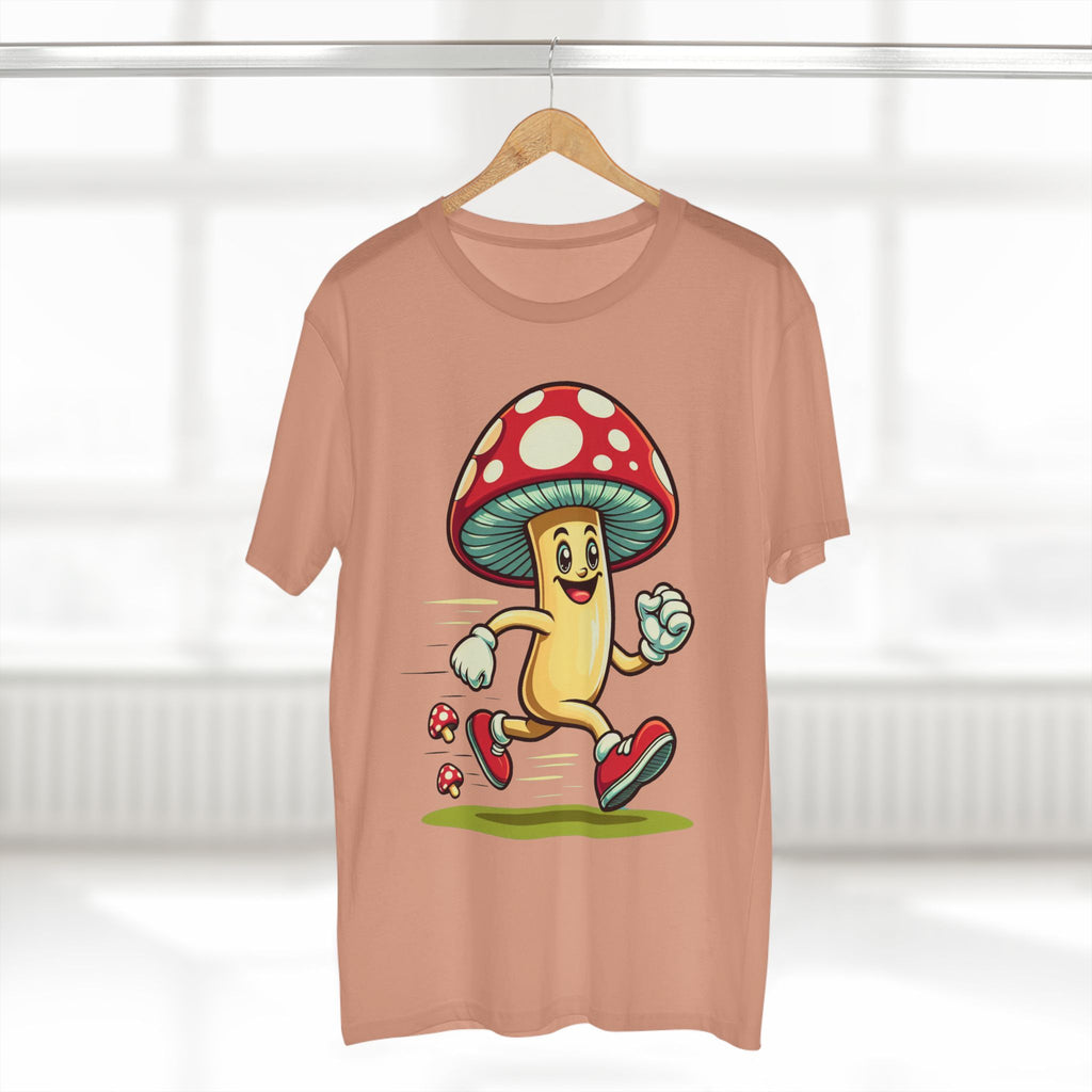 Happy Mushroom Running T-Shirt – Cute Retro Mushroom Character Tee