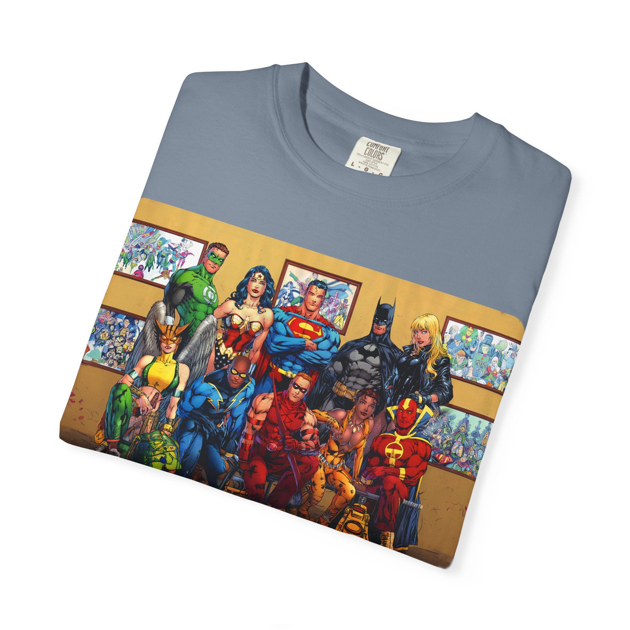 Superhero Team Photo T-Shirt — Vintage Comic Group Graphic Tee