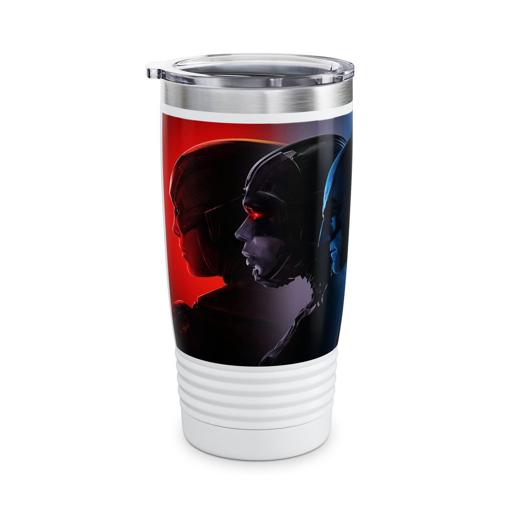 Superhero Profile 20oz Tumbler — Vertical Trio Character Silhouette Travel Mug