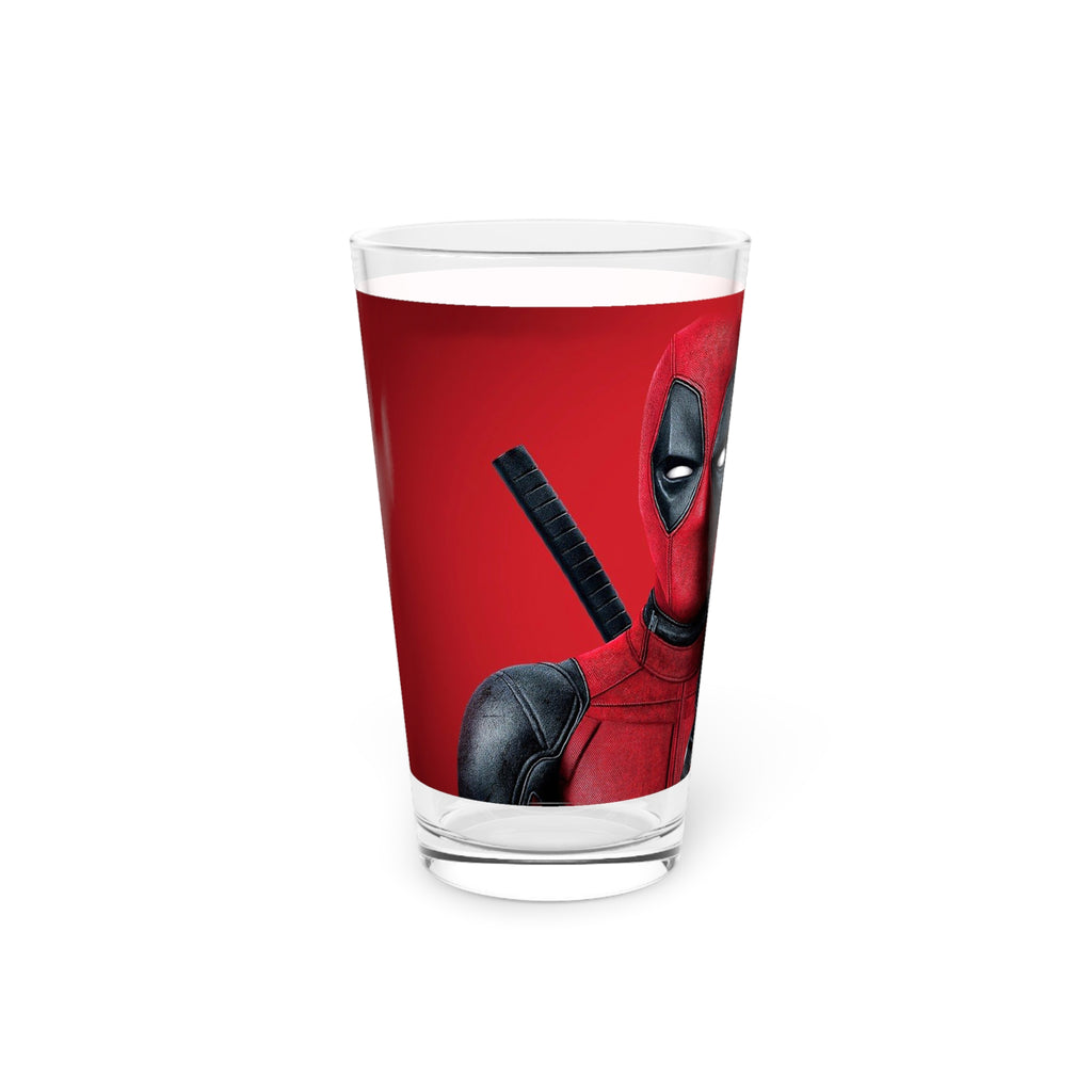Superhero Pint Glass — Red Comic Character Beer Glass (16 oz)