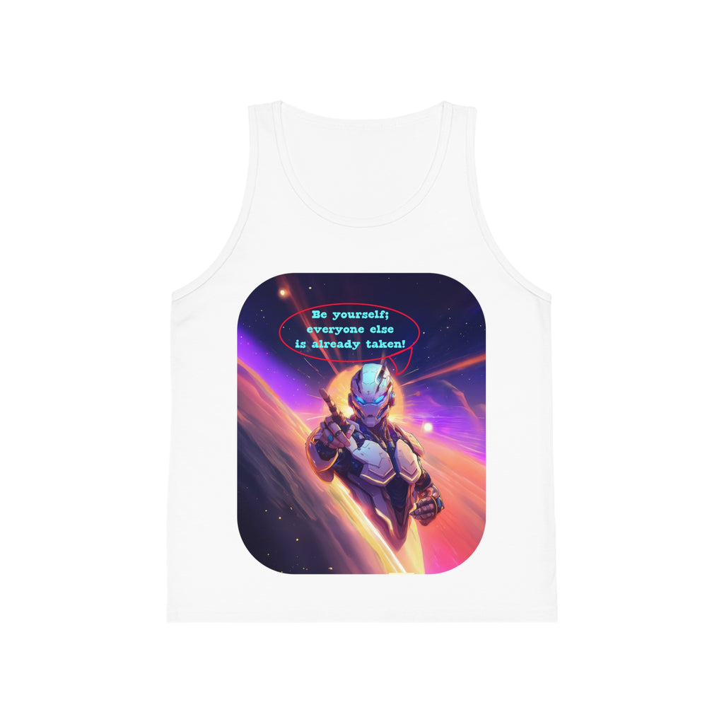 Kids Tank Top — Space Hero Graphic with "Be yourself! Everyone else is already taken" Quote