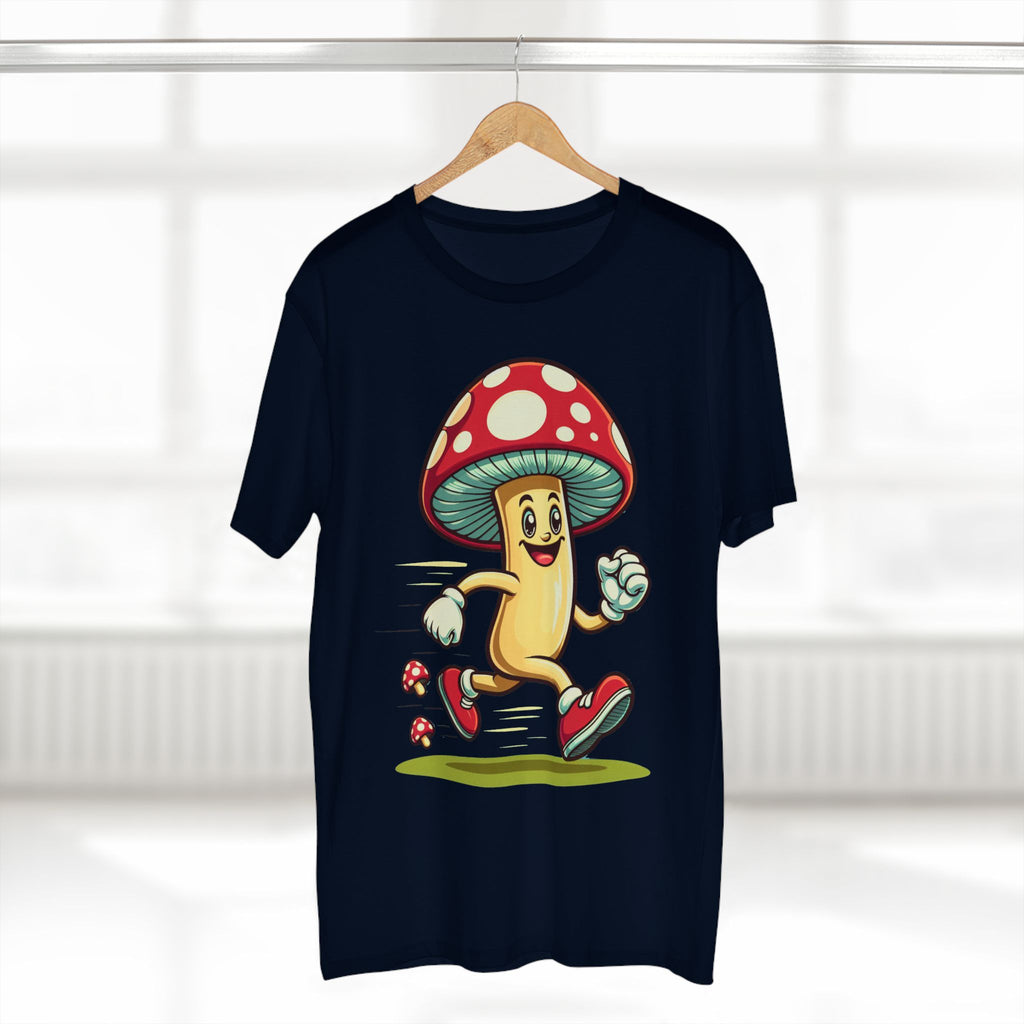 Happy Mushroom Running T-Shirt – Cute Retro Mushroom Character Tee