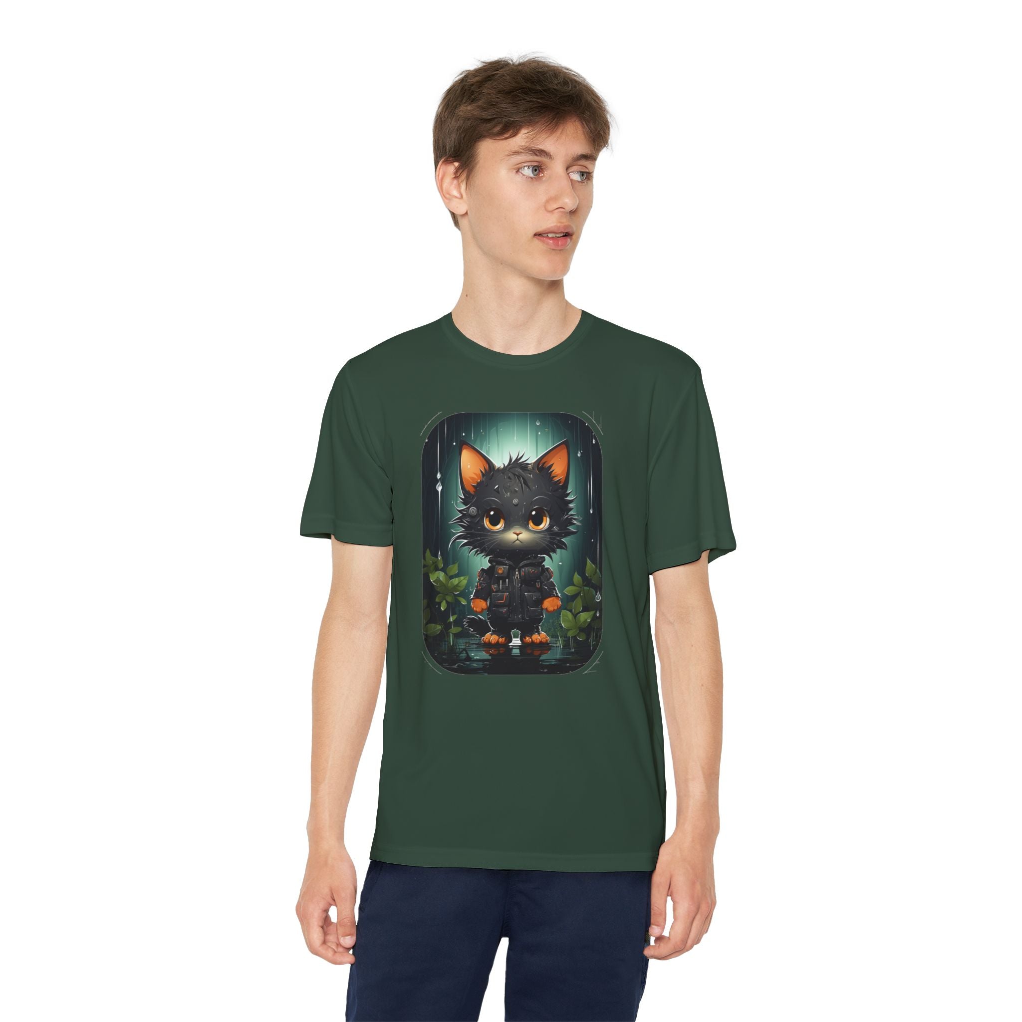 Youth Black Cat Competitor Tee — Cute Forest Kitten Graphic Shirt