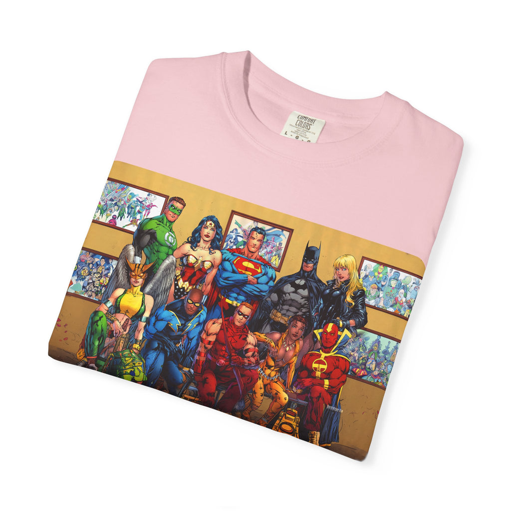 Superhero Team Photo T-Shirt — Vintage Comic Group Graphic Tee