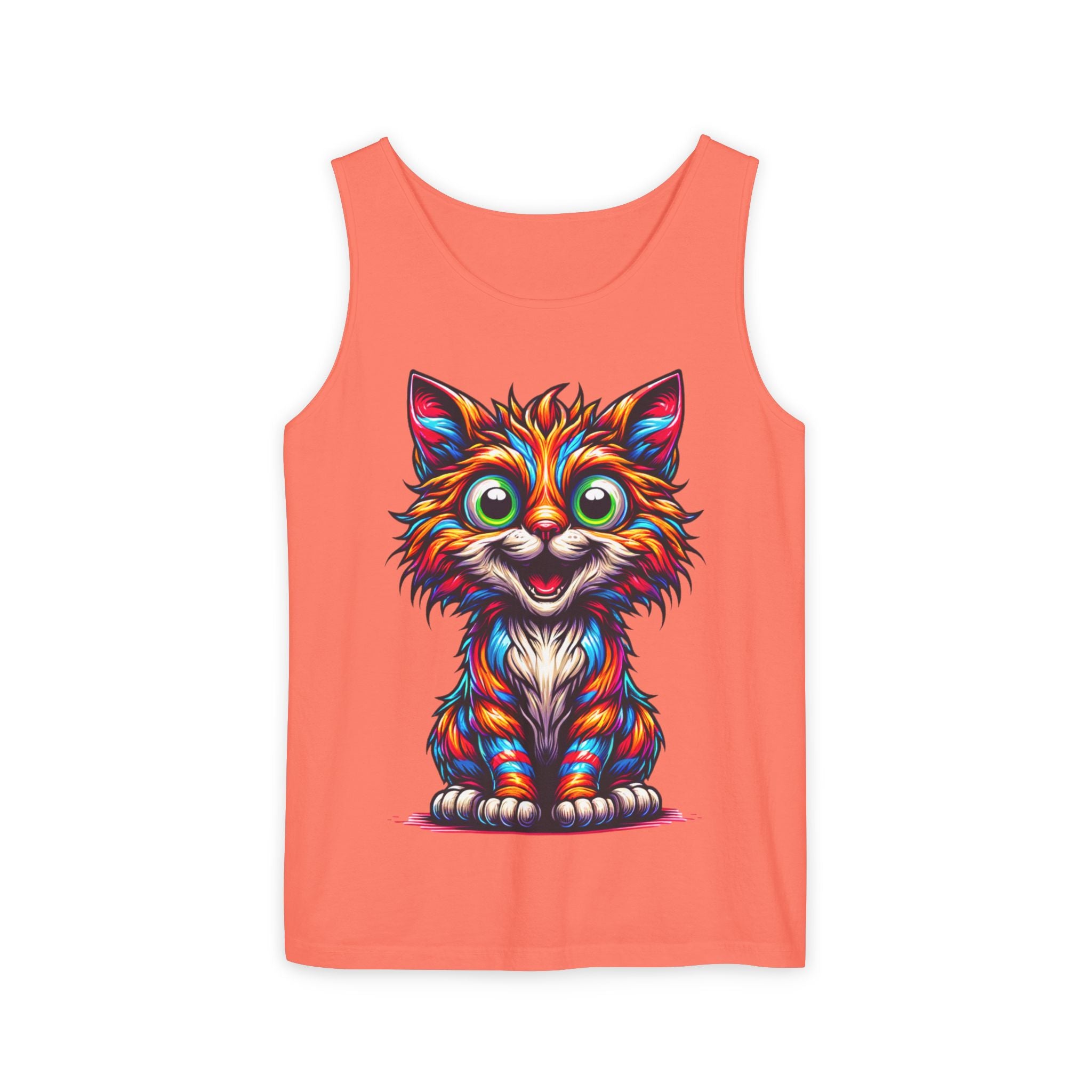 Psychedelic Cat Tank Top — Vibrant 1000-Color Art Print