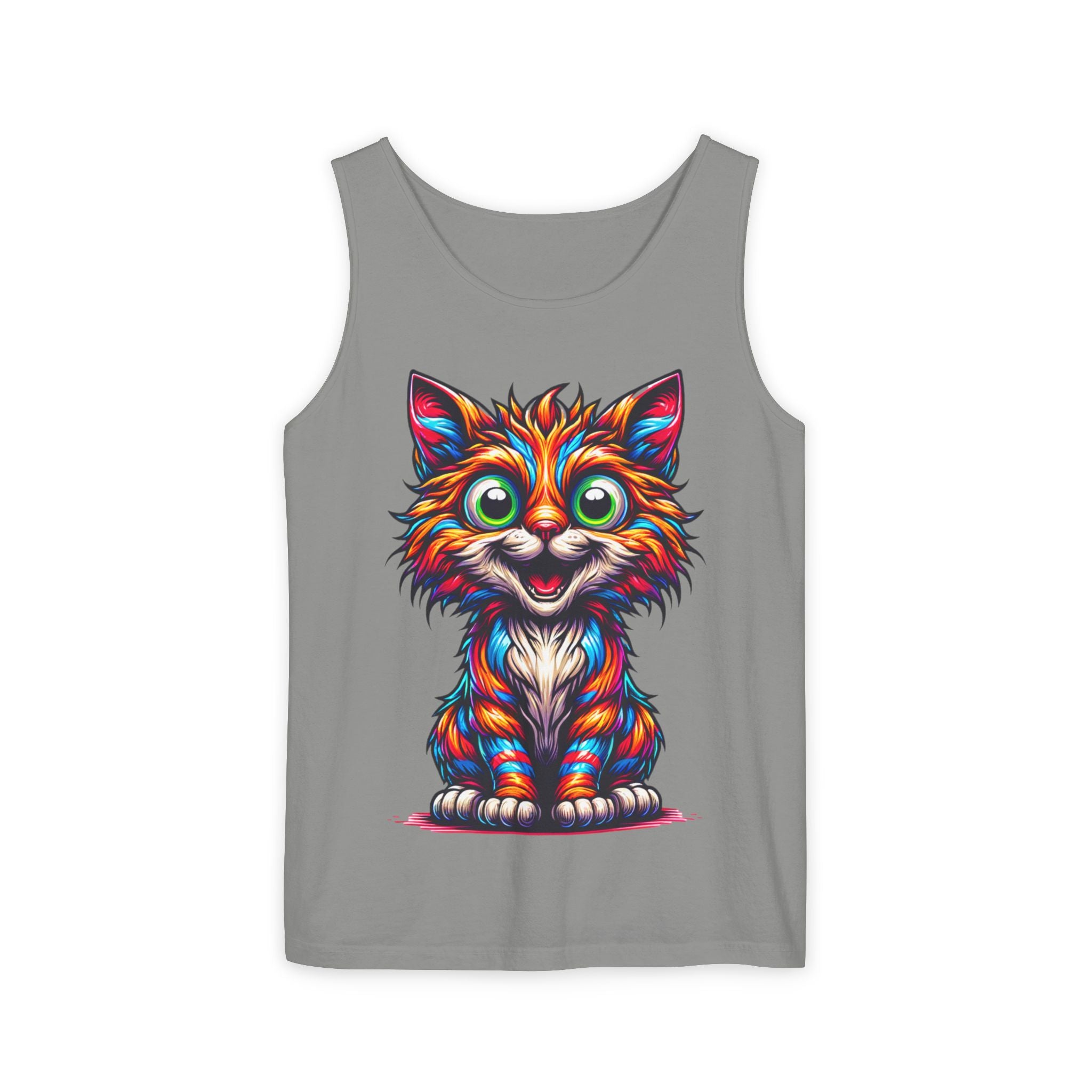 Psychedelic Cat Tank Top — Vibrant 1000-Color Art Print