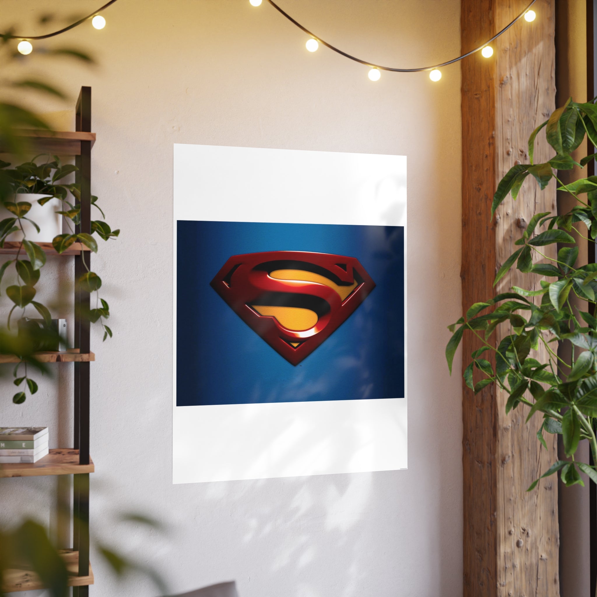 Superman Emblem Photo Art Poster — Retro Comic Logo Wall Print