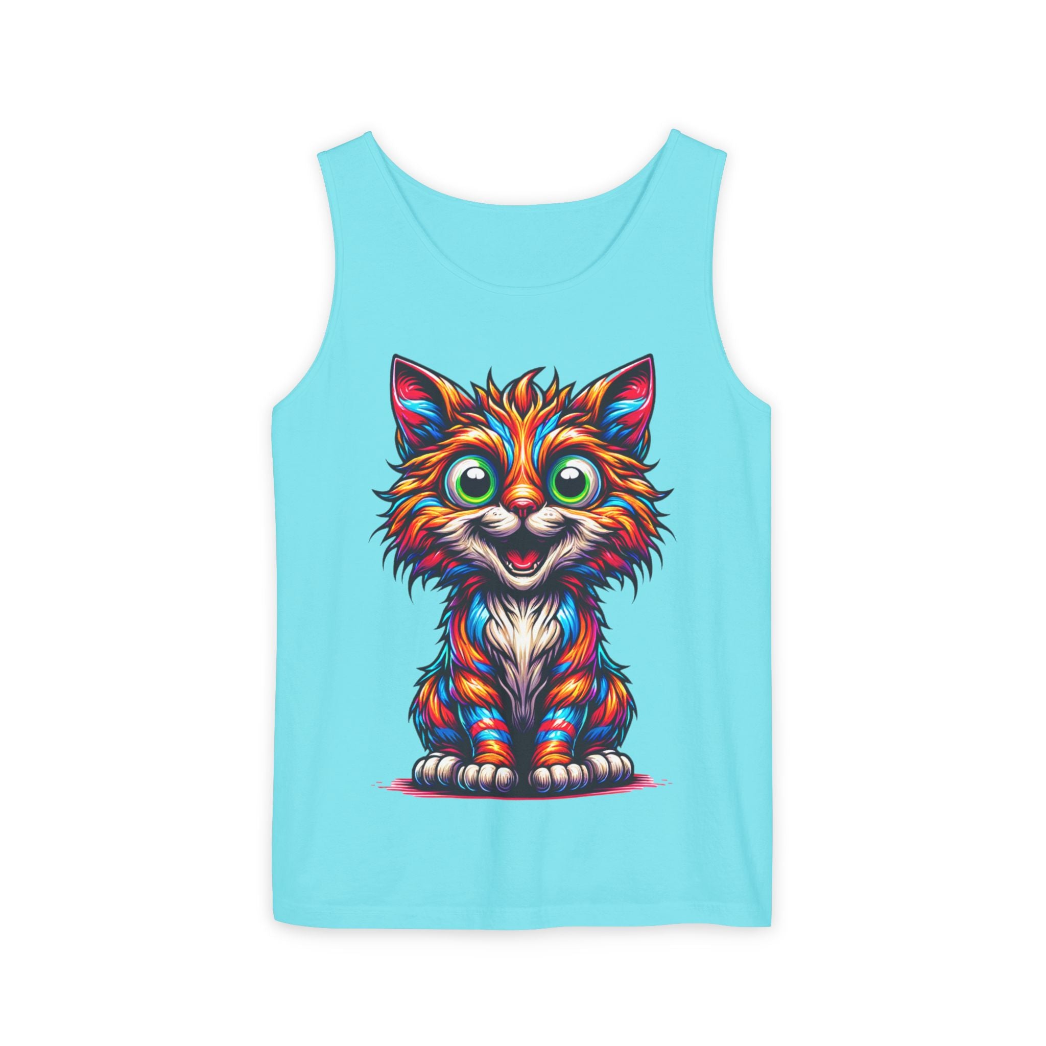 Psychedelic Cat Tank Top — Vibrant 1000-Color Art Print