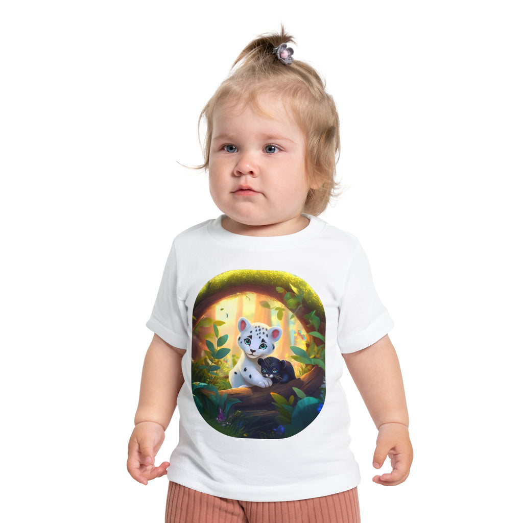 Baby T-Shirt — Forest Cub Illustration Cute Snow Leopard Print